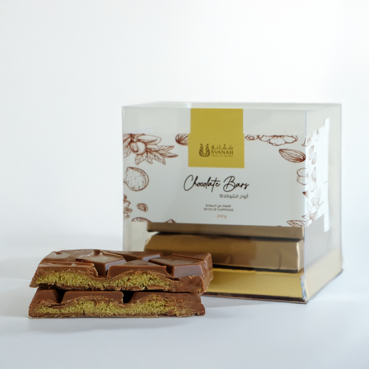 Chocolate bar with a visible brand logo on a white background